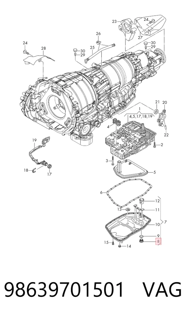 Tapón del cárter de la transmisión automática 98639701501 VAG