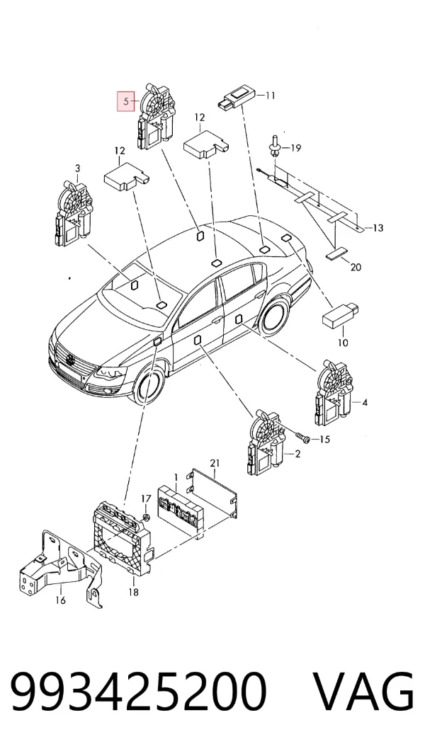 Motor del elevalunas de la puerta trasera derecha 993425200 VAG