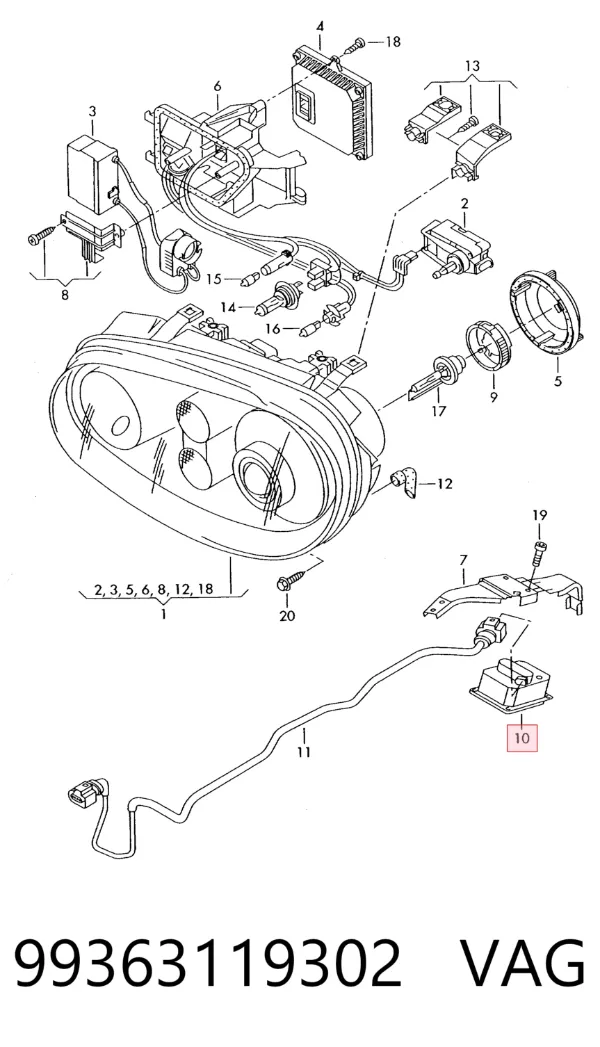 Centralita, faros xenon 99363119302 VAG