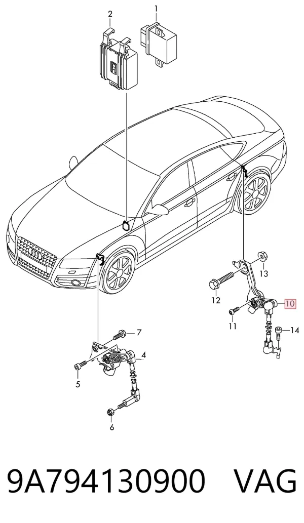 Sensor de nivel de carrocería trasero izquierdo 9A794130900 VAG