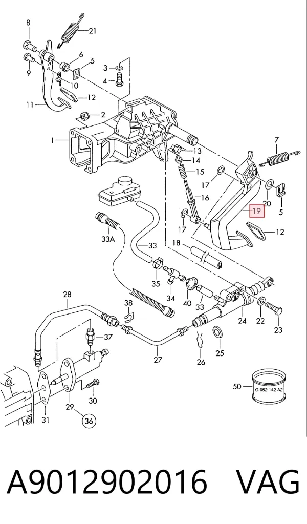 Pedal embrague A9012902016 VAG