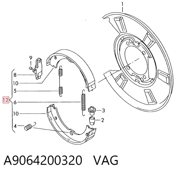 Zapatas de freno de mano A9064200320 VAG