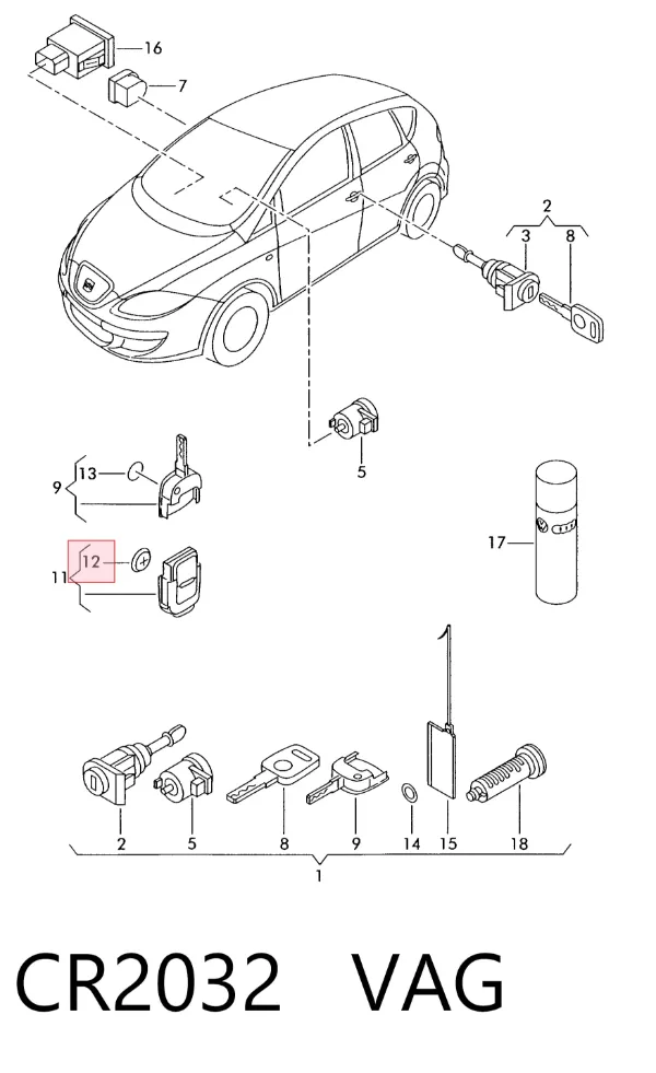 Batería de control remoto CR2032 VAG