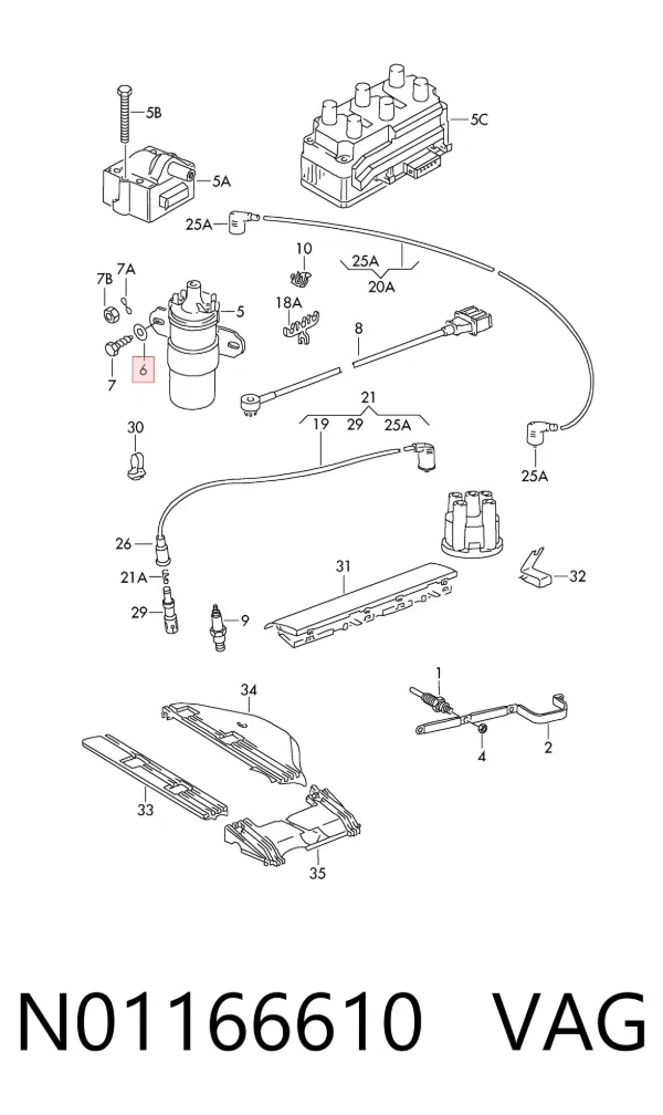 Arandela superior del inyector N01166610 VAG