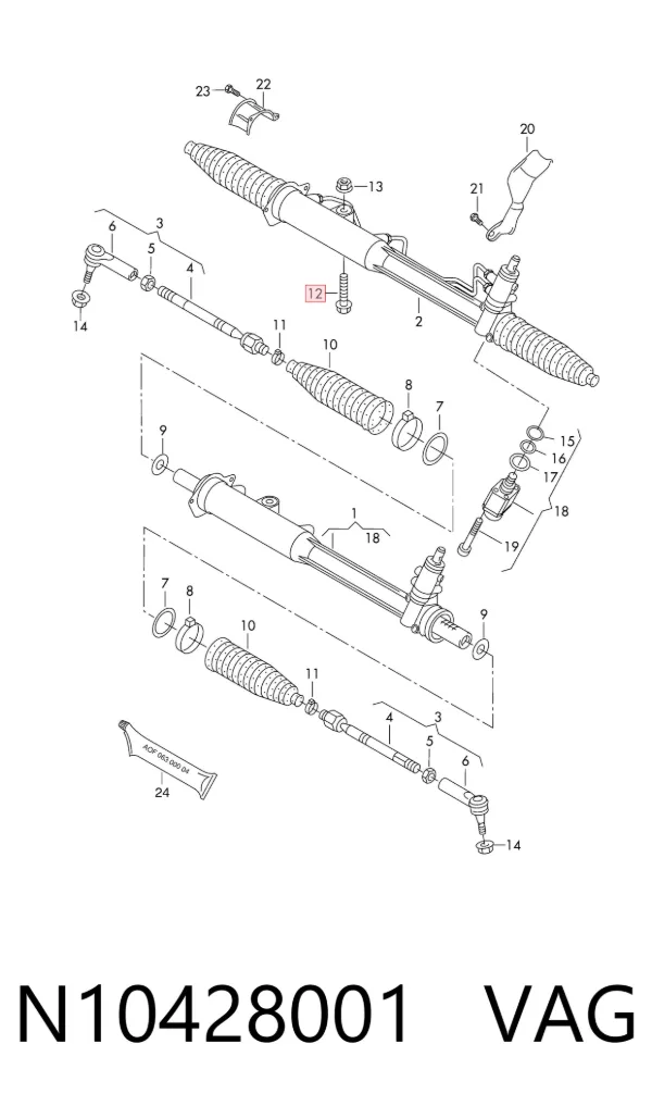 Perno de fijación del brazo inferior delantero N10428001 VAG
