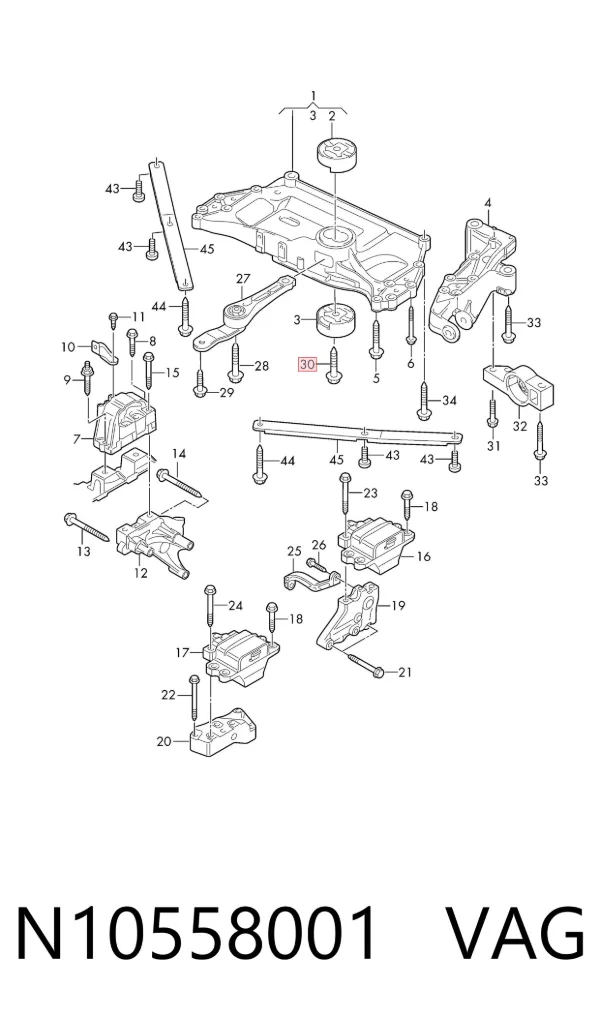 Perno de soporte de carrocería N10558001 VAG