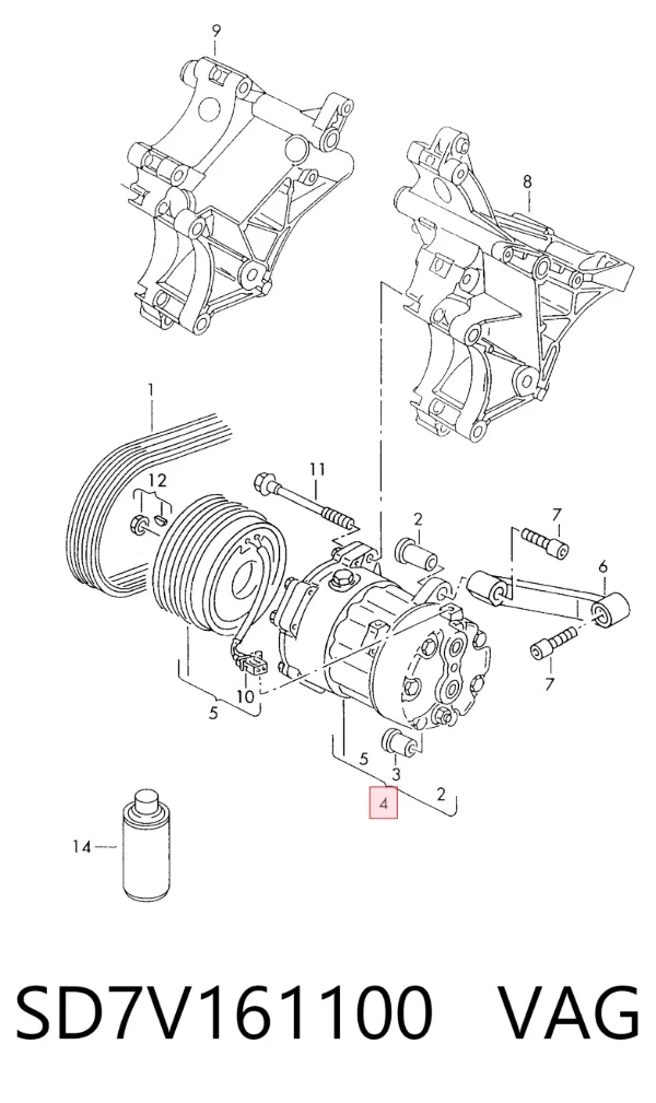 Compresor de aire acondicionado SD7V161100 VAG