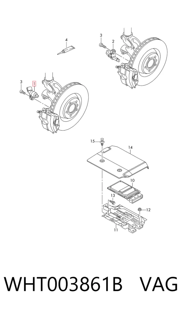 Sensor ABS delantero izquierdo WHT003861B VAG