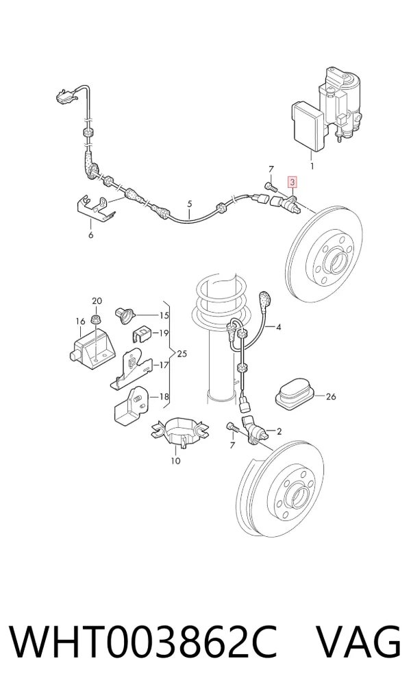Sensor ABS trasero derecho WHT003862C VAG