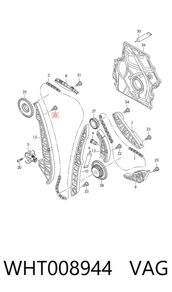 Eje tensor de correa de transmisión WHT008944 VAG