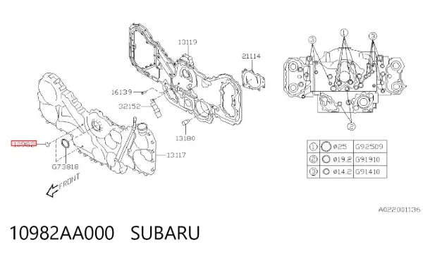 Arandela de tornillo de culata 10982AA000 Subaru
