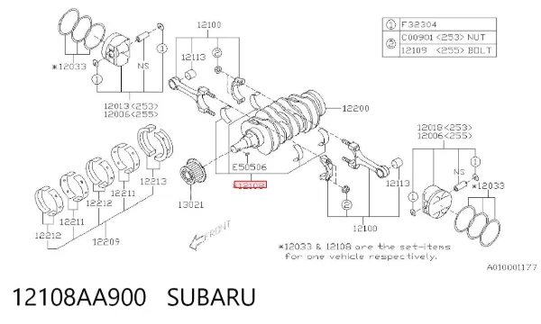 Cojinetes de biela 12108AA900 Subaru