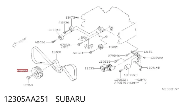 Polea de cigüeñal 12305AA251 Subaru