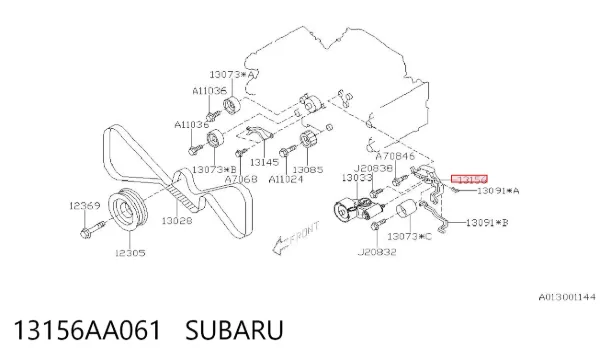 Soporte del tensor de la correa de transmisión 13156AA061 Subaru