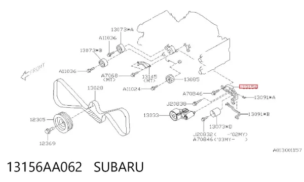 Soporte del tensor de la correa de transmisión 13156AA062 Subaru