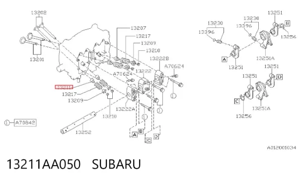 Retén de válvula de escape 13211AA050 Subaru