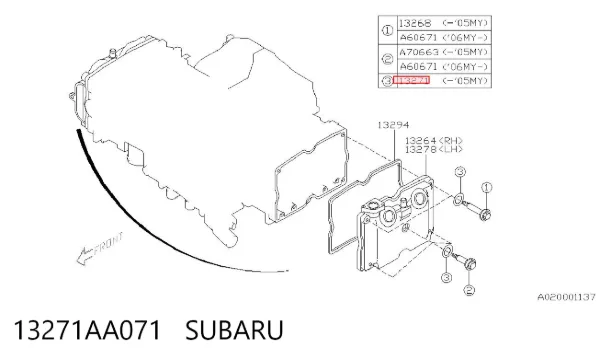 Perno de tapa de válvula de culata 13271AA071 Subaru