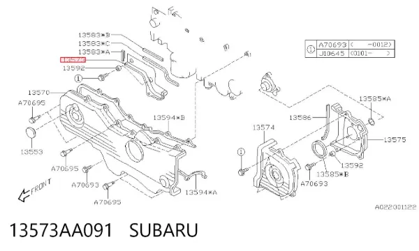 Tapa delantera del motor 13573AA091 Subaru