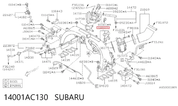 Colector de admisión 14001AC130 Subaru