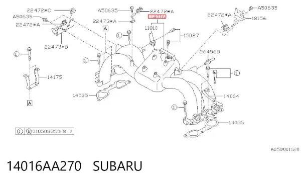 Colector de admisión 14016AA270 Subaru