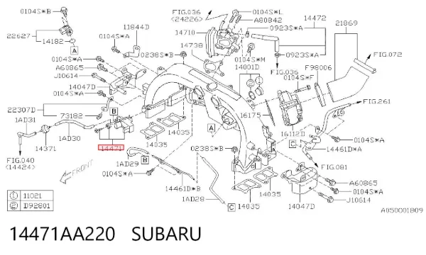 Válvula solenoide de control de presión de sobrealimentación 14471AA220 Subaru
