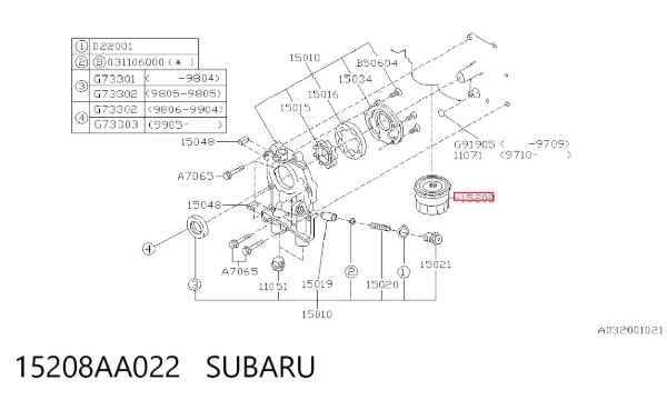 Filtro de aceite 15208AA022 Subaru