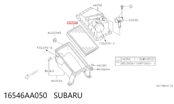 Filtro de aire 16546AA050 Subaru