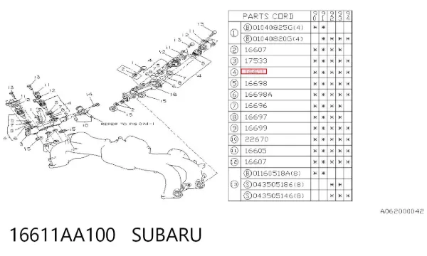 Inyector 16611AA100 Subaru