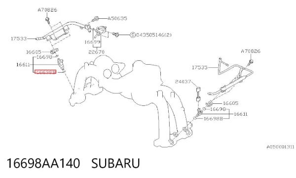 Junta de inyectores 16698AA140 Subaru