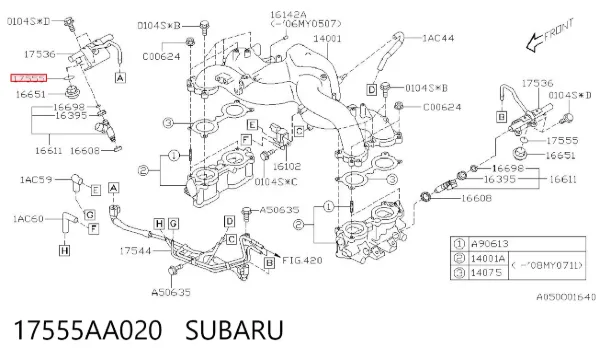 Anillo de sellado de la tubería de combustible 17555AA020 Subaru