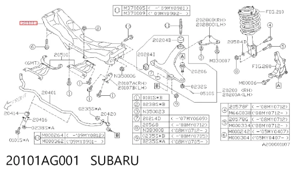 Puente delantero 20101AG001 Subaru