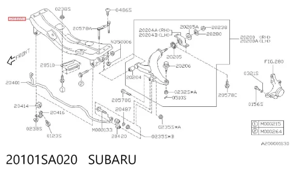 Puente delantero 20101SA020 Subaru