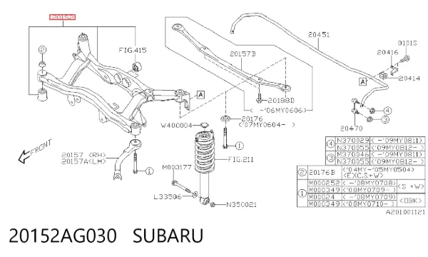 Puente trasero 20152AG030 Subaru