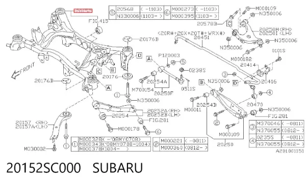 Puente trasero 20152SC000 Subaru