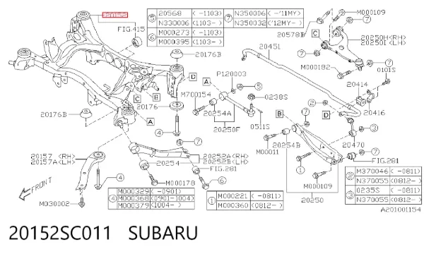 Puente trasero 20152SC011 Subaru