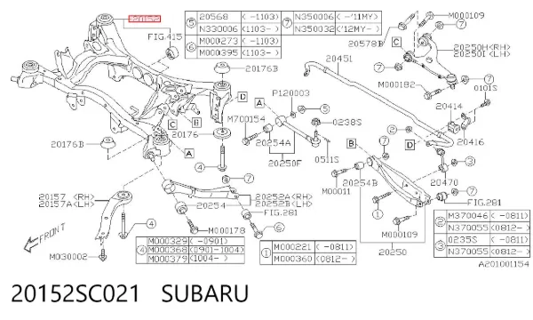 Puente trasero 20152SC021 Subaru