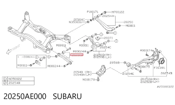Barra transversal de la suspensión trasera 20250AE000 Subaru