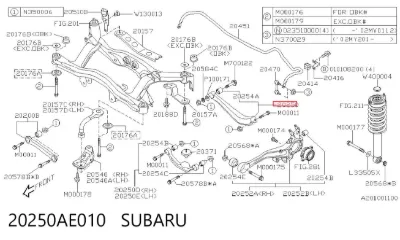 Brazo superior de suspensión trasera izquierdo/derecho SUBARU 20250AE010