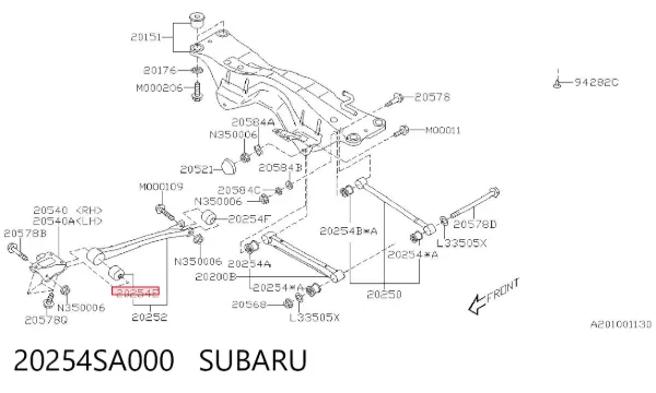 Buje delantero del brazo longitudinal trasero 20254SA000 Subaru