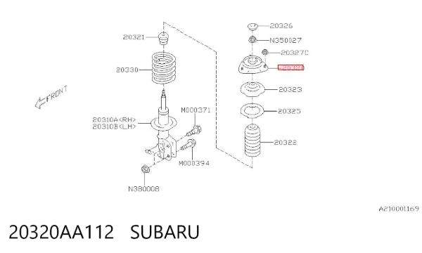 Soporte del amortiguador delantero 20320AA112 Subaru