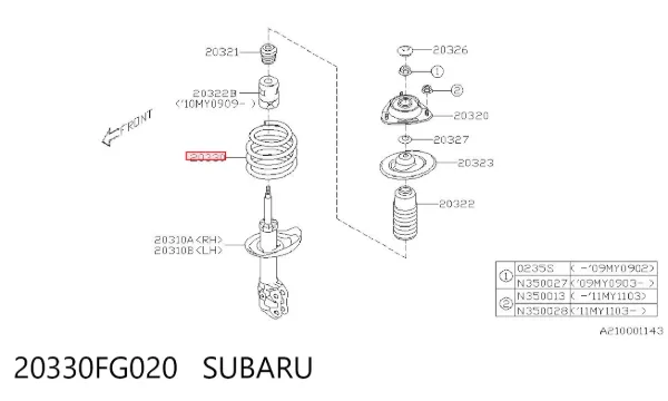 Muelle delantero 20330FG020 Subaru