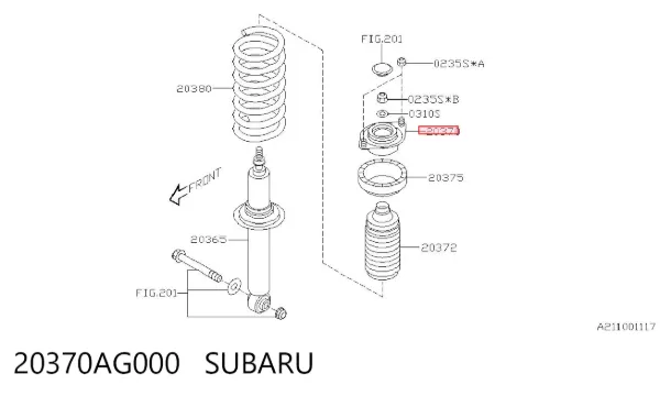 Copela de amortiguador trasero 20370AG000 Subaru