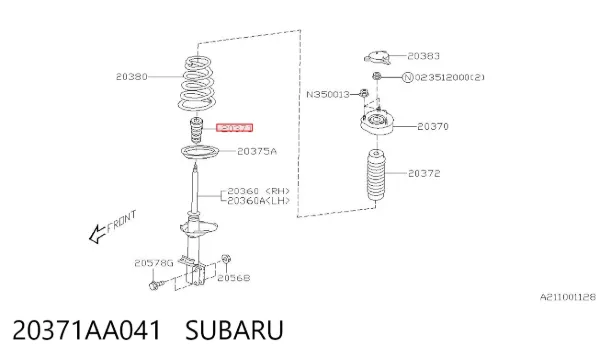 Tope de amortiguador trasero 20371AA041 Subaru