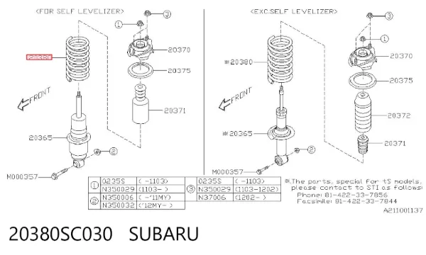 Muelle 20380SC030 Subaru