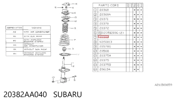 Muelle 20382AA040 Subaru