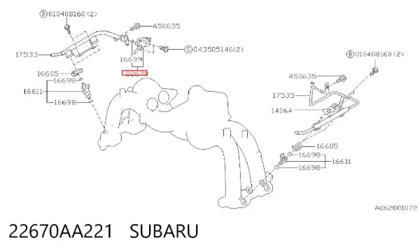 Regulador de presión de combustible Subaru Forester I