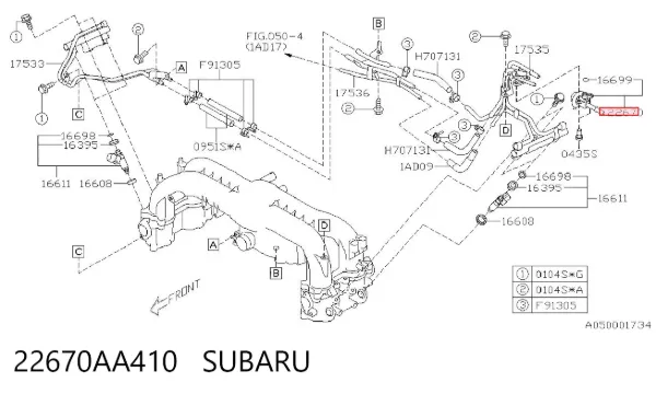 Regulador de presión de combustible 22670AA410 Subaru