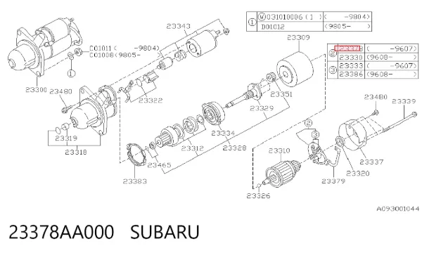 Portaescobillas motor de arranque 23378AA000 Subaru
