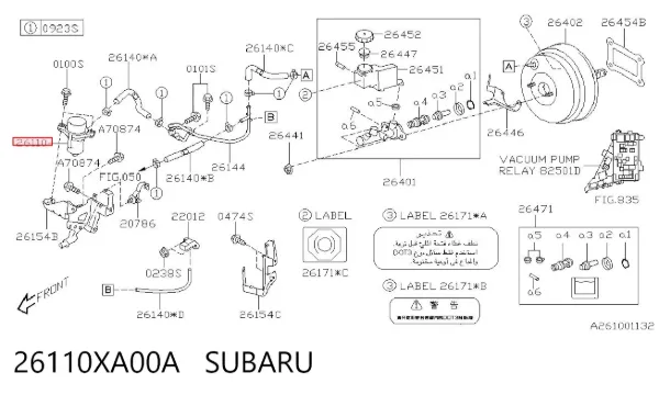 Bomba de vacío 26110XA00A Subaru
