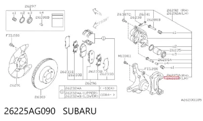 Soporte de la pinza de freno delantera SUBARU 26225AG090